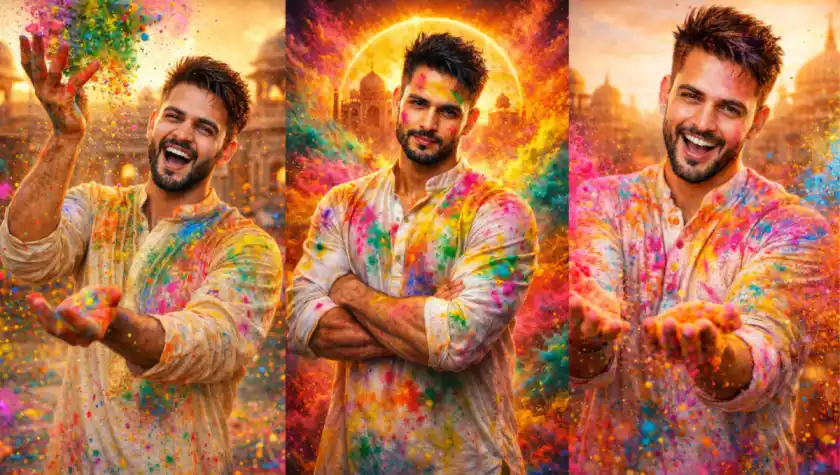 Holi AI Boys Photo: Turn Your Simple Photo into a Cinematic Holi Festival Moment