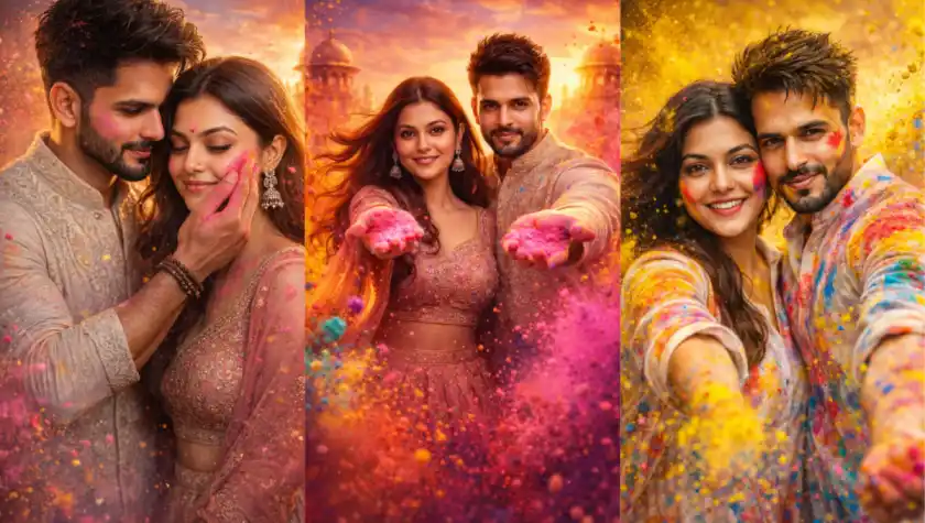 Turn Your Couple Photos into Magical Holi AI Festival Moments