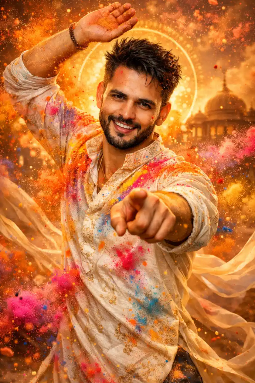 8K Ultra-Realistic Holi Festival Portrait – Bollywood Style AI Photo Concept